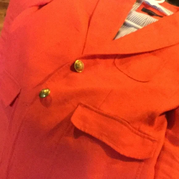 J crew linen blazer bright orange Kentucky derby equestrian horse cowgirl festiv - Picture 2 of 12